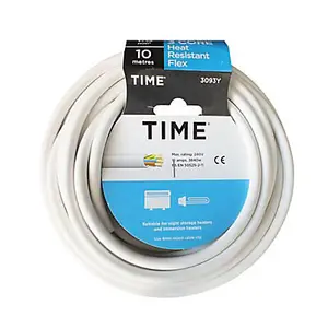 Time White Heat resistant 3-core Flexible Cable 1.5mm² x 10m