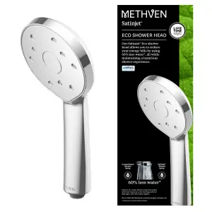 Methven Satinjet Shower Head Handset Chrome Finish Twin-Jet Technology  Increased Money & Water Saving Performance 60% Less Water