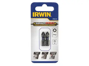 IRWIN Impact Pro Performance Screwdriver Bits PH2 25mm (Pack 2)