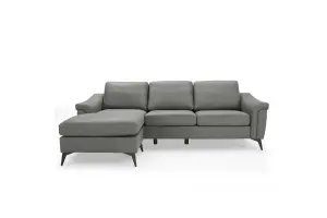 Emma 3 Seater Sofa With Chaise, Grey Air Leather