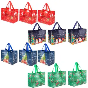 Pack of 12 Christmas Gift Bags - 4 Designs