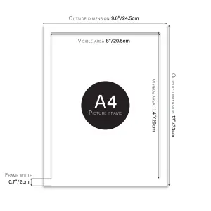 A4 White Picture Frame Fits A4 (21 x 29.7cm - 8.3 x 11.7in) Poster, Photo, Artwork, or Print.