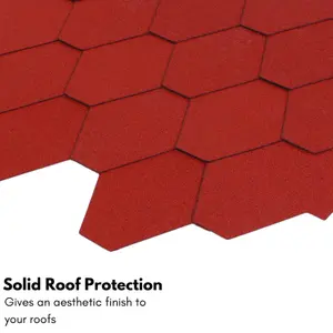 Premium Asphalt Roof Shingles, 25 Pcs Covers 32.2 sqft - Red Hexagonal Shape Design Felt Shingles 80 x 31.5 cm Weather Resistant