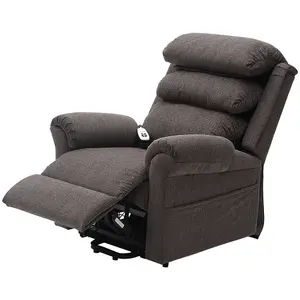 Dual Motor Rise and Recline Armchair - Waterfall Pillow - Mink Chenille Fabric