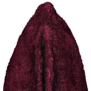 Set of 2 Cushions PILEA Faux Fur 45 x 45 cm Solid Burgundy