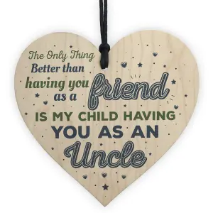 Red Ocean Uncle Gifts Friendship Brother Handmade Wooden Hanging Heart Plaque Birthday Gift For Uncle Keepsake