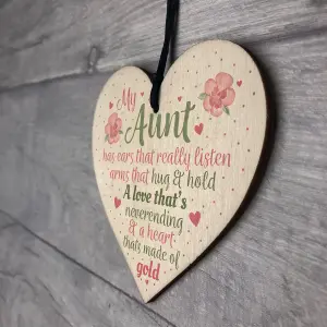 Red Ocean Best Friend Auntie Handmade Heart Gift Wooden Chic Sign Birthday Keepsake Gifts For Auntie