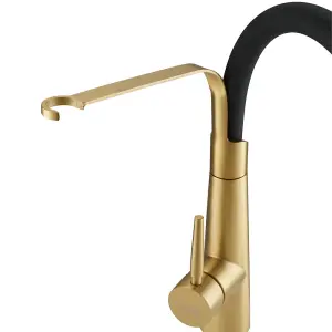 Gold Stainless Steel Side Lever Kitchen Spring Neck Pull Out Kitchen Tap Mixer Tap