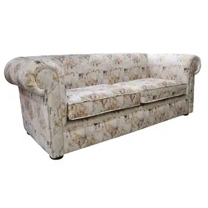 Chesterfield Handmade 1930's 3 seater Sofa Floral Print Fabric In Classic Style