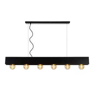 Lucide Surtus Industrial Bar Pendant Light - 6xE27 - Black