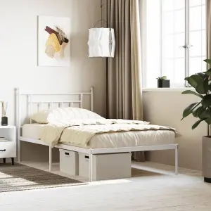 Berkfield Metal Bed Frame with Headboard White 100x200 cm