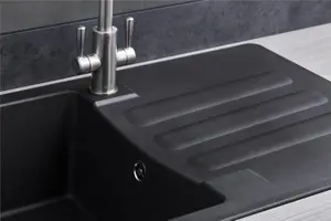 Liquida VG5BL 1.0 Bowl Composite Reversible Inset Black Kitchen Sink With Waste