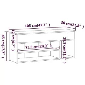 Berkfield Shoe Bench Smoked Oak 105x30x45 cm Engineered Wood