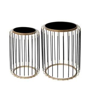 Annalou 66cm Round Nesting End Table for Living Room Furniture,Glass Top Nest of Side Tables (Set of 2)