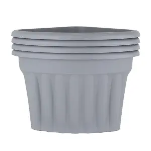 Wham 4x Vista Plastic Planter, Corner Garden Plant Pot, Large Floor Pot (49cm, 49L, Pack of 4) Made in UK (Upcycle Grey)