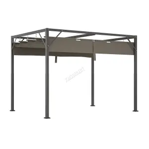 BIRCHTREE 3x2M PE Canopy Pergola Steel Frame Adjust Shade Pergola Shelter Backyard Grey