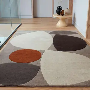 Grey Modern Handmade Geometric Wool Easy to Clean Rug for Living Room & Bedroom-200cm X 290cm