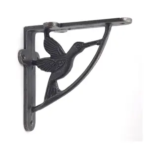 Oakcrafts -Pair of Antique Cast Iron Hummingbird Shelf Brackets - 130mm x 130mm