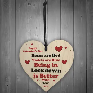 Red Ocean Valentines Day Wooden Heart Sign Lockdown Gift For Boyfriend Girlfriend Husband Wife