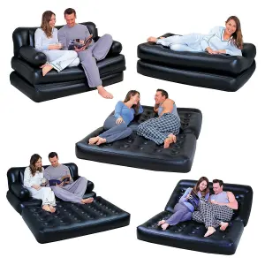 5 in 1 Inflatable Double Sofa Lounger Couch, Airbed, Mattress & Sofabed  Fast Setup