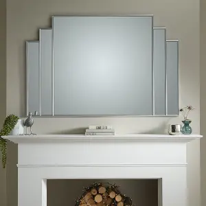 Overmantle Mirror Charleston Rectangular Shape with Silver Frame- H 80cm x W 120cm for Hanging in bathroom