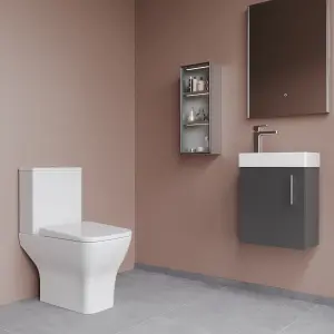 Saint Cloakroom Set - Wall Hung Vanity Basin Unit, Toilet Pan, Cistern, Seat & Mini Basin Tap - Gloss Grey/Chrome - Balterley