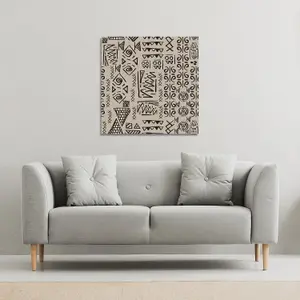 Striped egyptian theme with ethnic and tribal motifs (Canvas Print) / 101 x 101 x 4cm