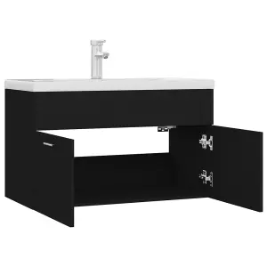 Berkfield Sink Cabinet with Built-in Basin Black Engineered Wood