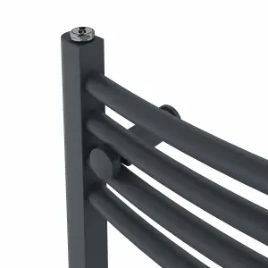 Right Radiators 1600x500 mm Curved Heated Towel Rail Radiator Bathroom Ladder Warmer Anthracite