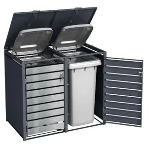 Phoenix GB2213ASK Silver effect Double Wheelie Bin Steel Storage / Bin Store