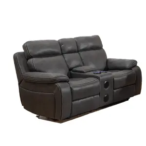 Tokyo Black Leather Like Electric Power Reclining 2 Seater Sofa