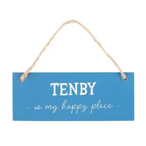 Something Different Tenby Is My Happy Place Hanging Sign Blue/White (One Size)