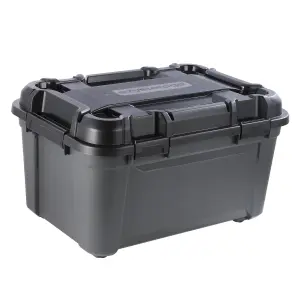 Ezy Storage Bunker tough Black 80L Large Stackable Wheeled Storage box with Lid