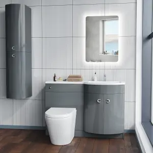 Nes Home Grey 1100 RH Back To Wall Soft Close Toilet & Resin Basin