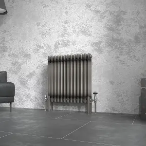 Right Radiators 600x607 mm Horizontal Traditional 3 Column Cast Iron Style Radiator Raw Metal