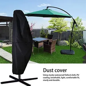 Black Outdoor Patio Banana Umbrella Parasol Cover Waterproof with Zipper and Drawstring 210D Oxford, 72cm (W) x 261cm (H)