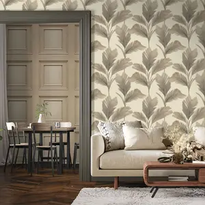 Kailani Leaf Wallpaper Cream / Beige Belgravia 59121