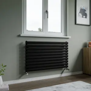 Agadon Neo Horizontal Designer Radiator 584 x 1000 mm Textured Black - 2147 BTU - 10 Years Guarantee