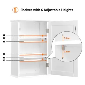 Yaheetech White Wall Mounted Cabinet Storage with 3 Tiers Adjustable Shelf