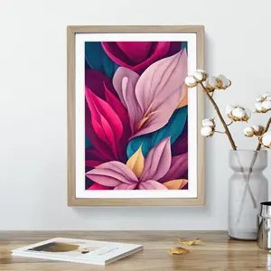 Snazzy Flowers - Single Picture Frame Print Oak / 34cm H x 25cm W x 2cm D