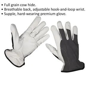 PAIR PREMIUM Cool Hide Gloves - Extra Large - Full Grain Cowhide - Breathable