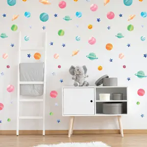 Walplus Watercolour Galaxy Kids Sticker PVC Blue