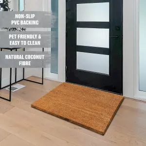 Heavy Duty Non Slip Natural Coco Door Mat - For Home Coir Entrance Porch 40 X 60cm Front Doormat High Absorbency - Dirt Trapper