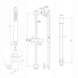 ENKI Contemporary Chrome Pencil Adjustable Shower Slider Rail Kit ES021