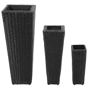 Berkfield Garden Raised Beds 3 pcs Poly Rattan Black