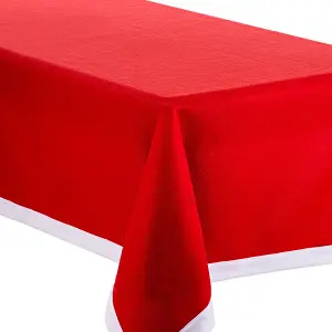 Celebright Christmas Santa's Fleecy Tablecloth Rectangle - 52in x 90in - Red/White