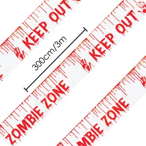 Halloween Tape Decoration Caution Tape, Zombie Zone, Happy Halloween 3m