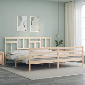 Berkfield Bed Frame with Headboard 200x200 cm Solid Wood