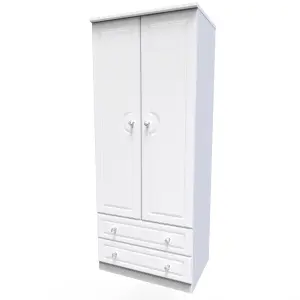 Stratford 2 Door 2 Drawer Wardrobe in White Ash (Ready Assembled)