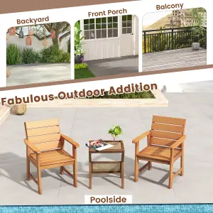 Costway 2 Piece Patio Hardwood Chairs Outdoor Garden Wood Dining Armchairs